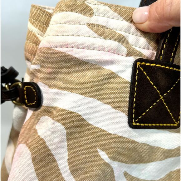 Dooney & Bourke Canvas Tote in Beige Zebra Print with Dustbag - Picture 11 of 16